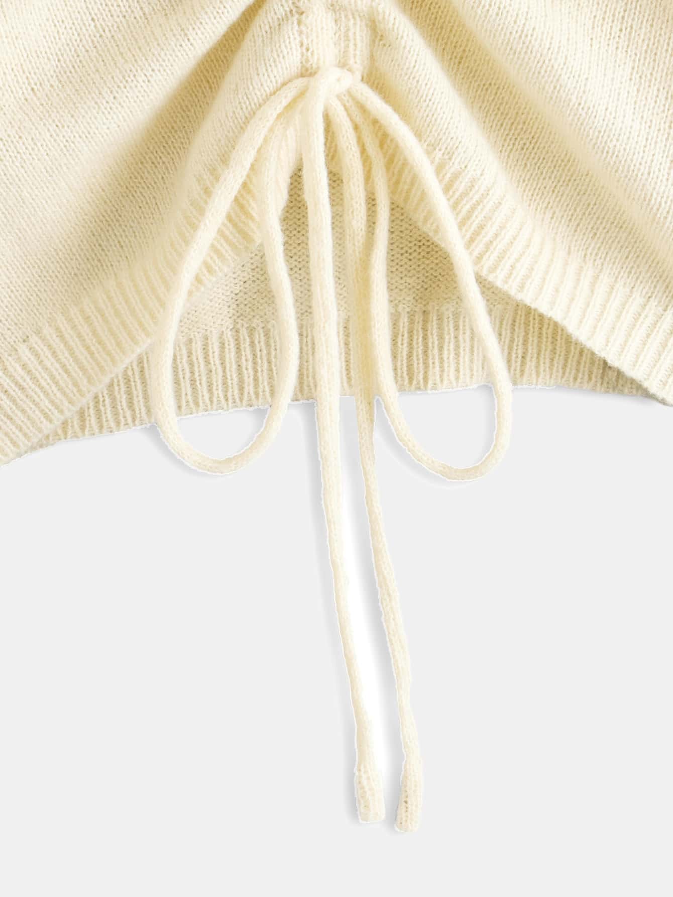 Teen Girls Drawstring Front Drop Shoulder Sweater