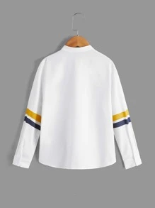 SHEIN 男孩條紋飾邊襯衫