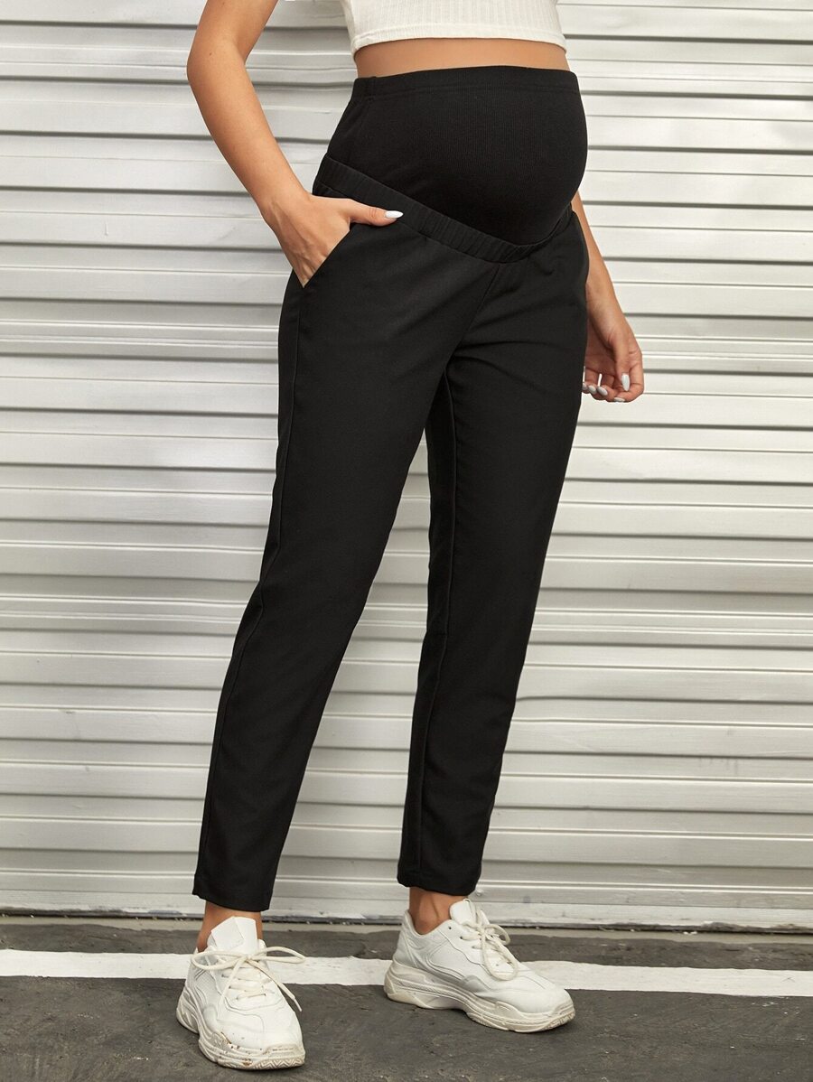 SHEIN Maternity Wide Waistband Slant Pocket Pants