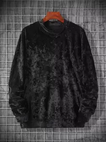 Manfinity Men Solid Mock Neck Sweatshirt - Black - View 1