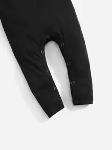 Baby Girl Solid Ribbed Knit Jumpsuit - Black - View 3