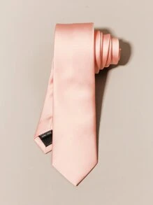 Men Solid Tie - Coral Pink - View 1