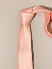 Men Solid Tie - Coral Pink - View 4