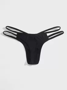 Men Criss Cross Back Thong - Black - View 2