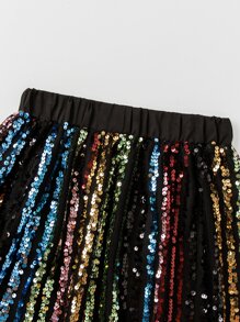 SHEIN Girls Colourful Sequin Skirt - Multicolor - View 3