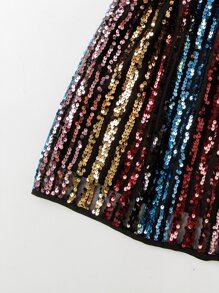 SHEIN Girls Colourful Sequin Skirt - Multicolor - View 4