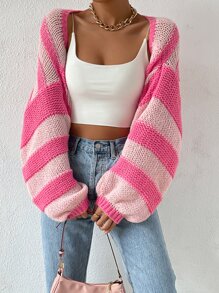 SHEIN EZwear Nữ Cardigans Khối Màu Giải trí - Hồng - Xem 5