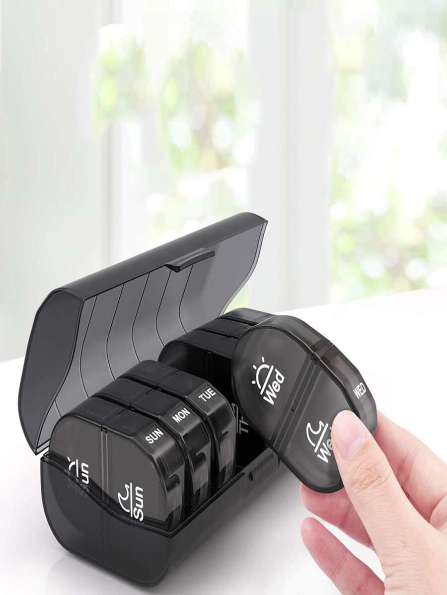 Hộp bảo quản thuốc 1pc 14 ô - màu đen - Xem 1