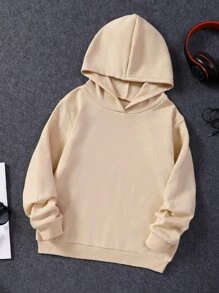 少女标语和卡通图案卫衣 - 卡其色 - 查看 2