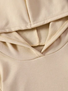 少女标语和卡通图案卫衣 - 卡其色 - 查看 3