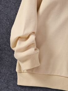 少女标语和卡通图案卫衣 - 卡其色 - 查看 5