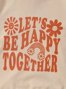 少女标语和卡通图案卫衣 - 卡其色 - 查看 6