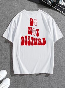 Hombres Camiseta con estampado de slogan y dibujos animados - Blanco - Ver 1