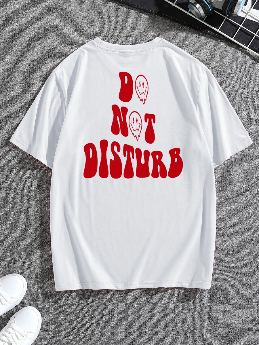 Hombres Camiseta con estampado de slogan y dibujos animados - Blanco - Ver 1