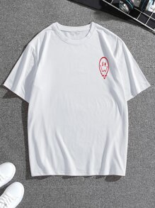 Hombres Camiseta con estampado de slogan y dibujos animados - Blanco - Ver 2