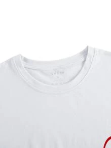 Hombres Camiseta con estampado de slogan y dibujos animados - Blanco - Ver 3