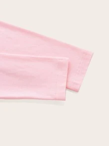 Letter & Floral Graphic Crop Tee - Baby Pink - View 4