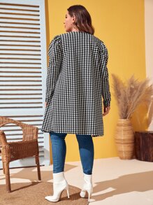 SHEIN Clasi Áo khoác cỡ lớn răng cưa Thanh lịch - Đen và trắng - Xem 2