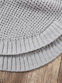 SHEIN Áo len nữ màu trơn Giải trí - Màu Xám nhạt - Xem 3