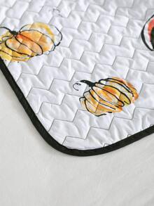 Halloween Pumpkin & Slogan Graphic Bedspread Set - Multicolor - View 5