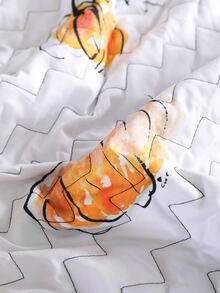 Halloween Pumpkin & Slogan Graphic Bedspread Set - Multicolor - View 6