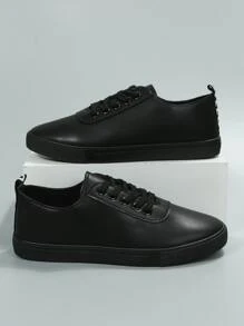 Minimalist Lace-Up Front Skate Shoes,Women's Spring, Autumn And Winter Comfortable And Breathable Anti-Slip Hiking Black Shoes Shoes Casual Sports Shoes - Black - View 4