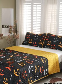 Halloween Cartoon Graphic Bedspread Set - Multicolor - View 6