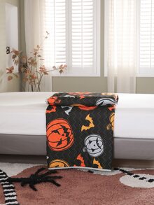 Halloween Pumpkin & Bat Print Bedspread - Multicolor - View 2