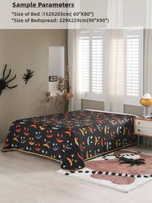 Halloween Cartoon Graphic Bedspread - Multicolor - View 4