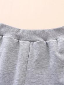 SHEIN Young Boy Color Block Contrast Sideseam Sweatshirt & Sweatpants - Grey - View 4