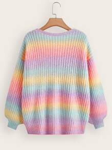 SHEIN EZwear Plus Ombre Drop Shoulder Cardigan - Multicolor - View 2