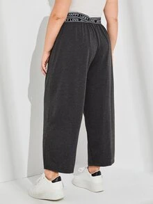 Mulvari Plus Letter Tape Split Hem Trousers - Dark Grey - View 2