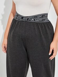 Mulvari Plus Letter Tape Split Hem Trousers - Dark Grey - View 6