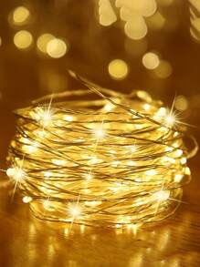 1pc 20/30/40/50/100 Led 2/3/4/5/10M Multifunctional Plastic String Light,Romantic LED String Light For Decoration - Yellow - View 8