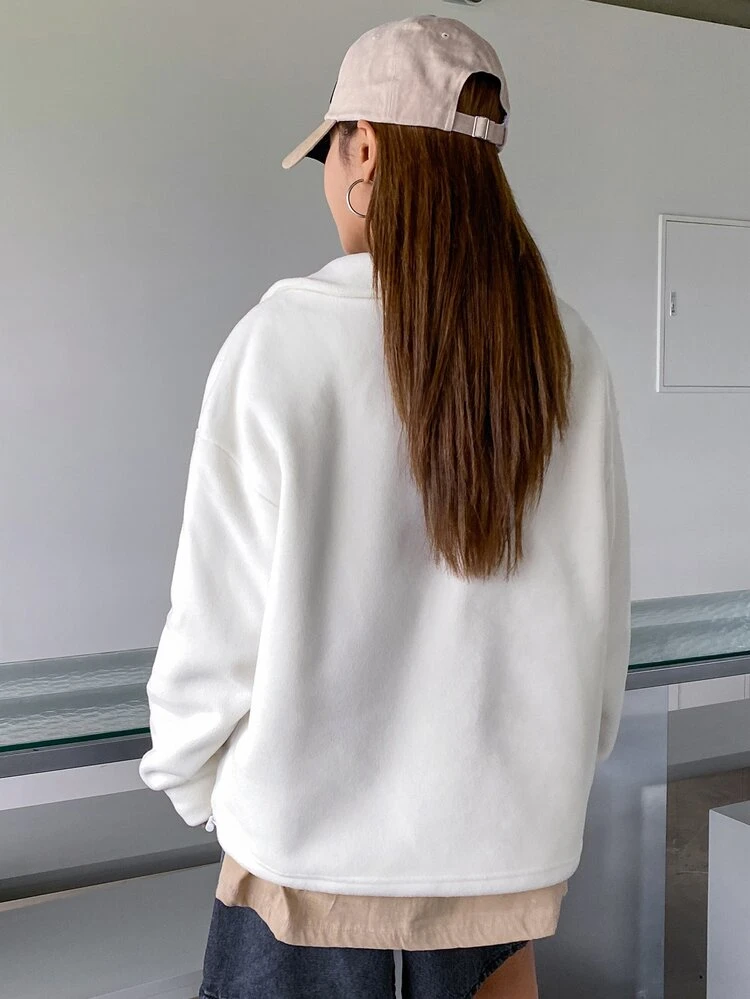 Quarter Zip Drop Shoulder Fleece Sweatshirt