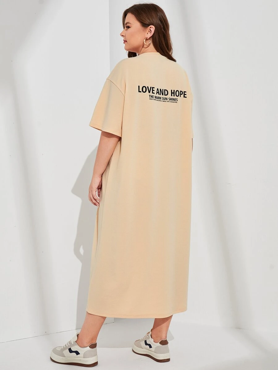 Mulvari Plus Letter Graphic Drop Shoulder Tee Dress