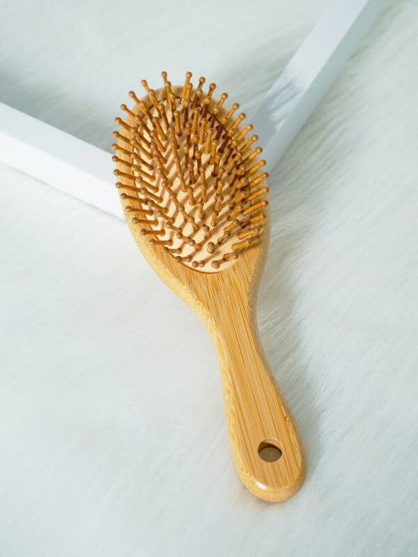 lina. 1 Pc Detangling Hair Brush,Mini Oval Air Cushion Bamboo Comb,Natural Bamboo Comb Paddle Detangling Hairbrush, Suit For Women Men And Kids ,Portable Detangling Haircomb For Massaging Scalp,Thin/Curly/Dry Hair  Yellow,Hair Brush,Comb,Hair Tools,Hair Products And Accessories For Barber Salon Beauty Travel Essentials