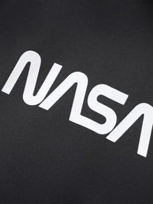 Manfinity Loose Fit Men's Letter Graphic Two Tone Drawstring Hooded Jacket - Multicolor - View 4