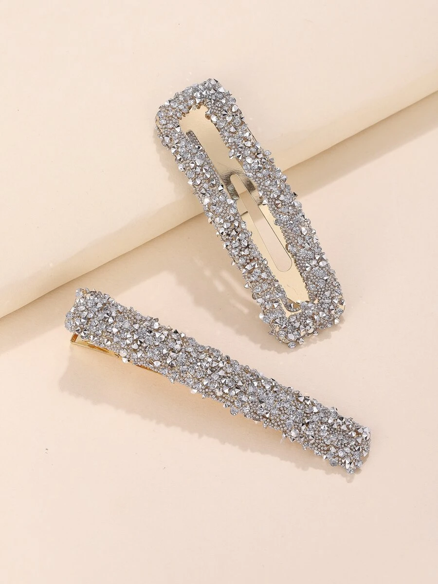 Bộ 2 Kẹp Tóc Thiết Kế Hình Học, Quà Tặng Cho Mẹ, Bạn Bè, Giáo Viên, Thích Hợp Cho Phụ Nữ Đeo Hàng Ngày Hoàng Gia - Bạc - Xem 1