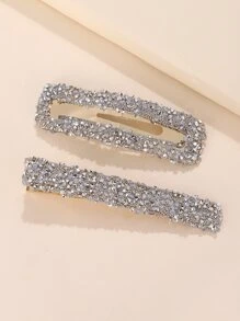 Bộ 2 Kẹp Tóc Thiết Kế Hình Học, Quà Tặng Cho Mẹ, Bạn Bè, Giáo Viên, Thích Hợp Cho Phụ Nữ Đeo Hàng Ngày Hoàng Gia - Bạc - Xem 2