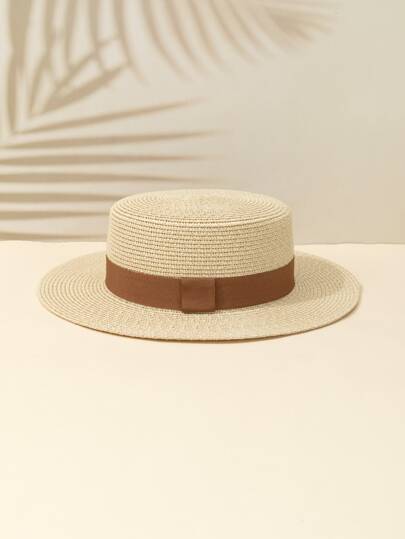 1 Peça Chapéu Viseira de Praia de Couro Bege Estilo Retrô Inglês, Adequado para Uso Diário