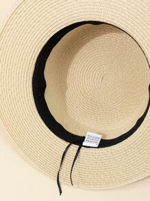1pc Khaki Retro English Style Leather Brim Beach Sun Visor Hat, Suitable For Everyday Wear - Beige - View 5