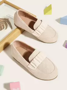 Niñas Mocasines planos fruncido - Beis - Ver 1