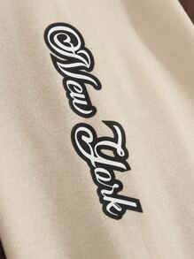 Manfinity RebelGame Oversized Men's Two Tone Hoodie With Cartoon & Letter Prints And Drawstring - Chocolate Brown - View 3