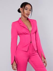 SHEIN BAE 西裝領開叉細節西裝外套