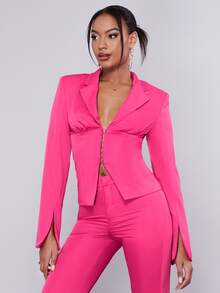 SHEIN BAE 西裝領開叉細節西裝外套