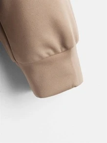 SHEIN Áo nỉ Trai Lá thư Giải trí - Màu Khaki - Xem 4