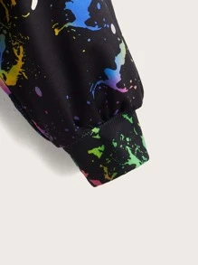 SHEIN EZwear 大码反光泼墨印花落肩卫衣 - 彩色 - 查看 4