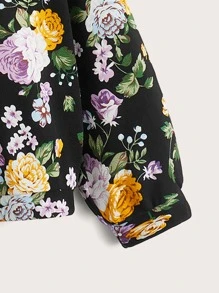 SHEIN LUNE 大码女式休闲简约浪漫花卉全印花长袖连帽衫，适合秋冬季 - 彩色 - 查看 6