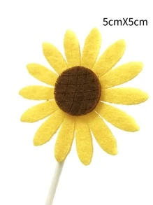 5pcs Sunflower Design Cake Topper - Yellow - View 3